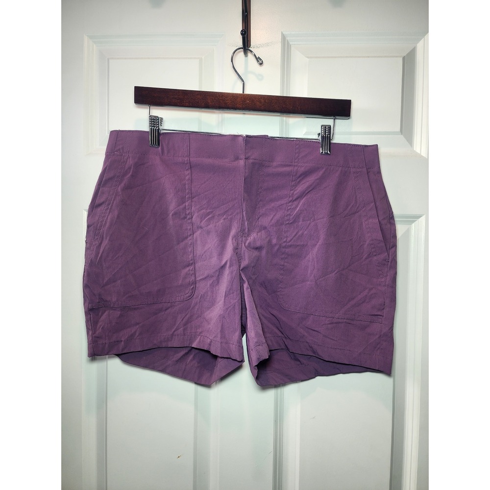 Eddie Bauer Guide Shorts Womens 14 Purple Hiking Outdoor Lightweight Stretch